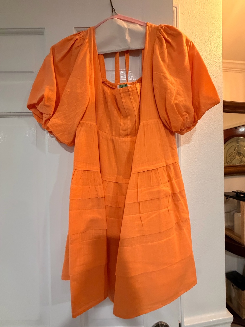 Bright Orange Puff-Sleeve Dress